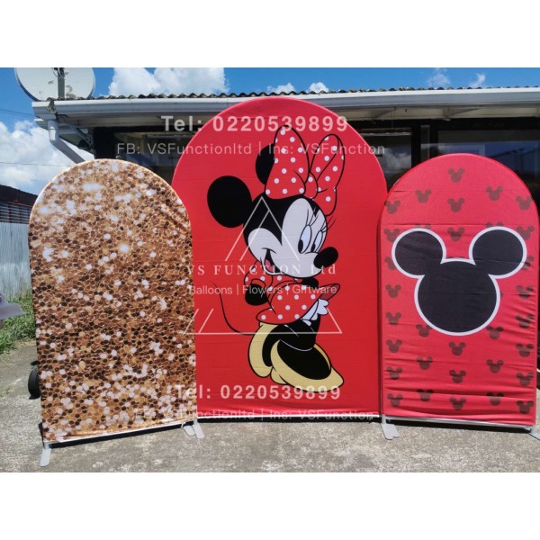 minnie mouse theme backdrops hire (red)