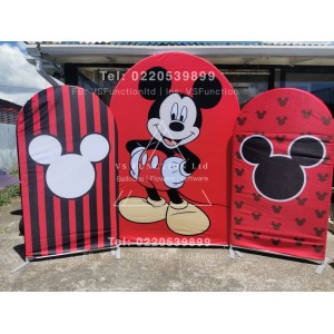 mikey mouse theme backdrops hire (red)