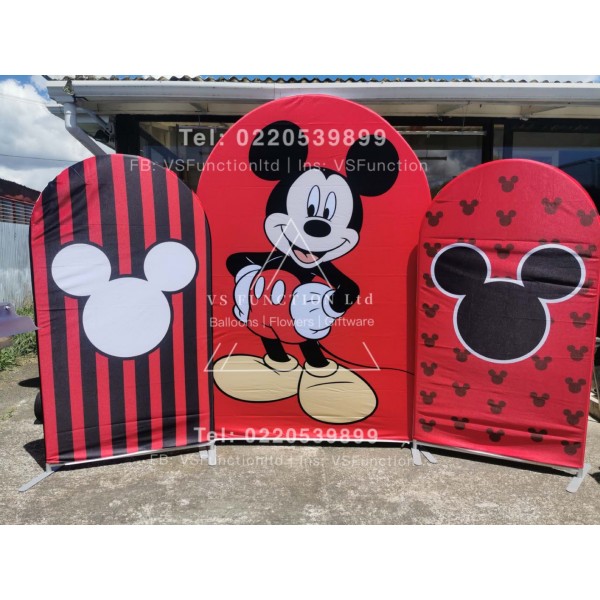 mikey mouse theme backdrops hire (red)