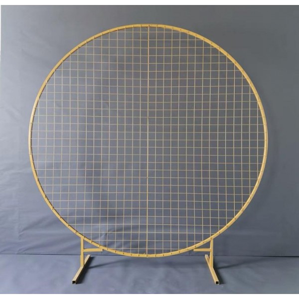 gold Round mesh backdrop for hire (2m diameter)